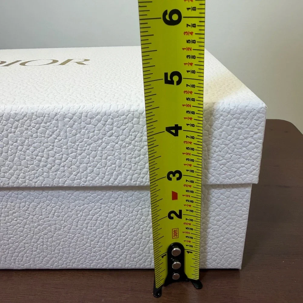 Dior Empty Gift Box 12.5x9x4.5 White Textured Gold Logo Luxury Designer Storage